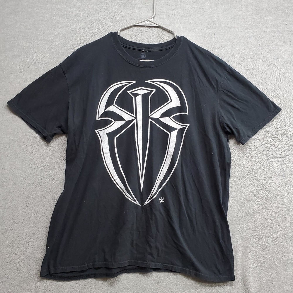 WWE Roman Reigns Men‎ Shirt XL Black One Versus All Graphic Print Crew Neck Tee
